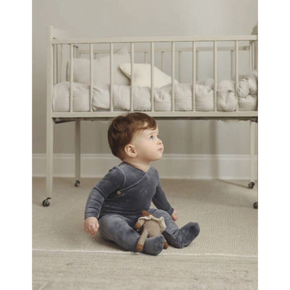 Analogie Lil Legs Velour Button Wrap Footie 18M Slate Sold Out